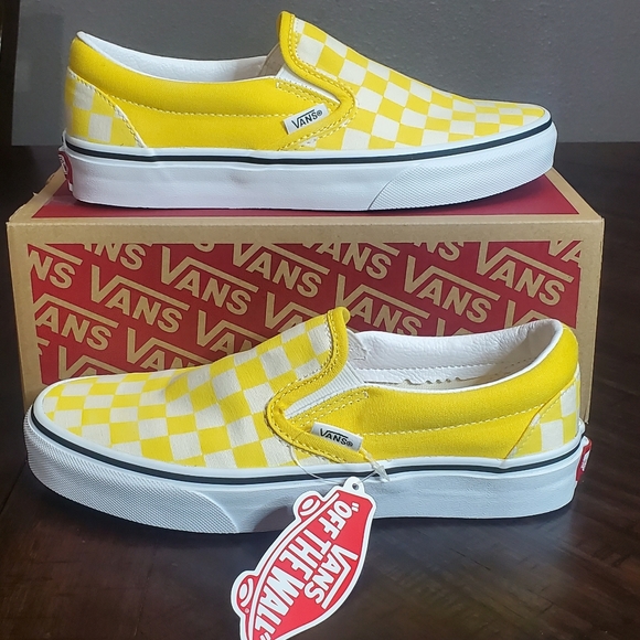 Vans Shoes - Vans Classic Slip On Checkerboard Cyber Yellow 💛 Women Size 6, Men Size 4.5
